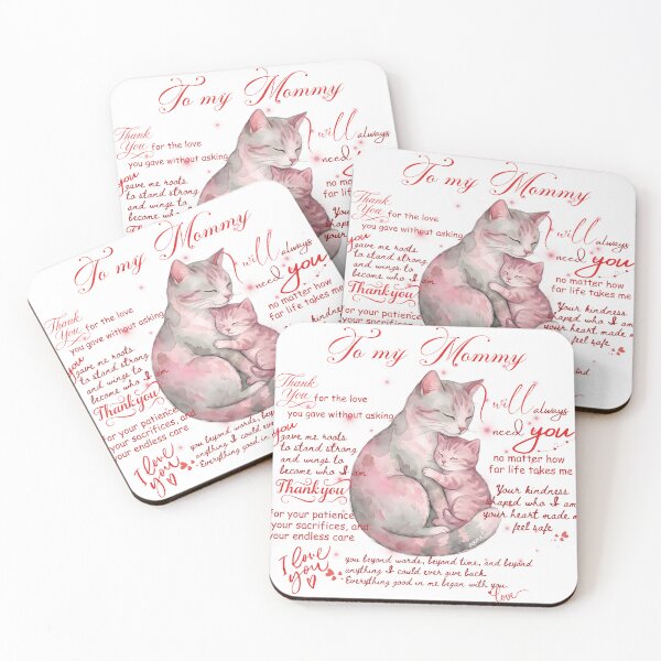 Item preview, Thank You Message For Mommy - Mother Cat and Kitten Love Illustration designed and sold by Custom Gift Design .