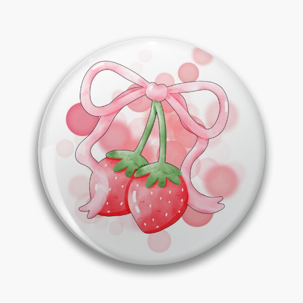 Artikelvorschau, Erdbeeren mit rosa Schleife – Niedliche Illustration entworfen und verkauft von iamKRUK.