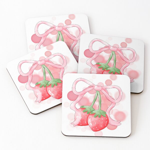 Artikelvorschau, Erdbeeren mit rosa Schleife – Niedliche Illustration entworfen und verkauft von iamKRUK.