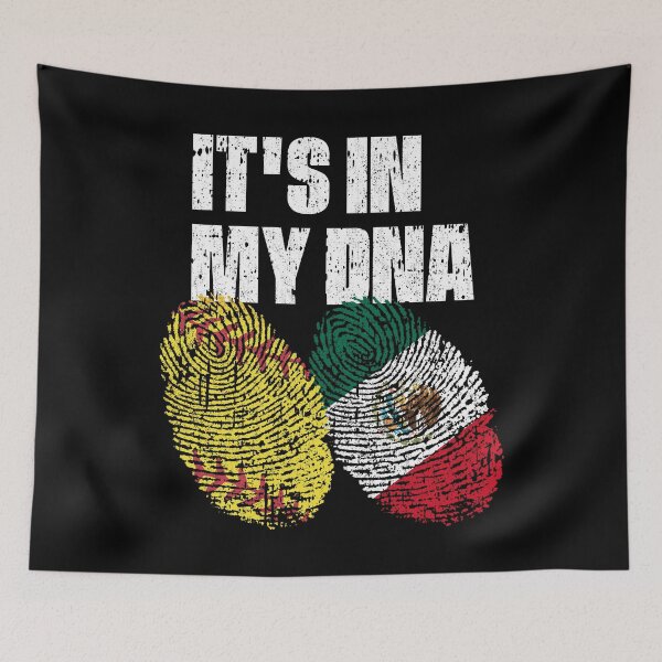 Item preview, IT'S IN MY DNA Softball - Mexico Flag Fingerprint  designed and sold by CosmoKitsch.
