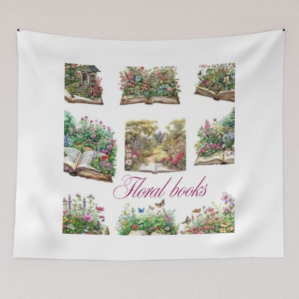 Item preview, Floral Books Garden Illustration – Vintage Botanical Reading Art designed and sold by hanan0708.