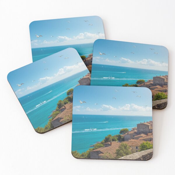 Item preview, Sunlit Italian Ocean Scenery Art Print for Home Decor designed and sold by BlareBlare.
