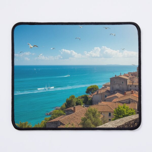 Item preview, Sunlit Italian Ocean Scenery Art Print for Home Decor designed and sold by BlareBlare.
