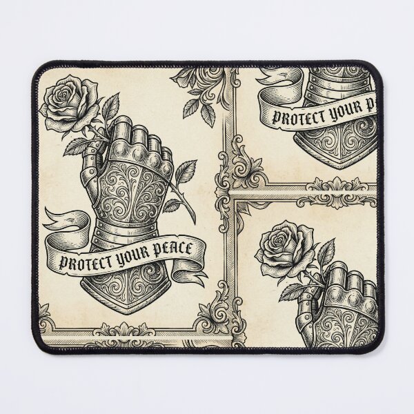 Item preview, Protect Your Peace – Medieval Armor Rose Illustration designed and sold by KAYJAY DESIGNS.