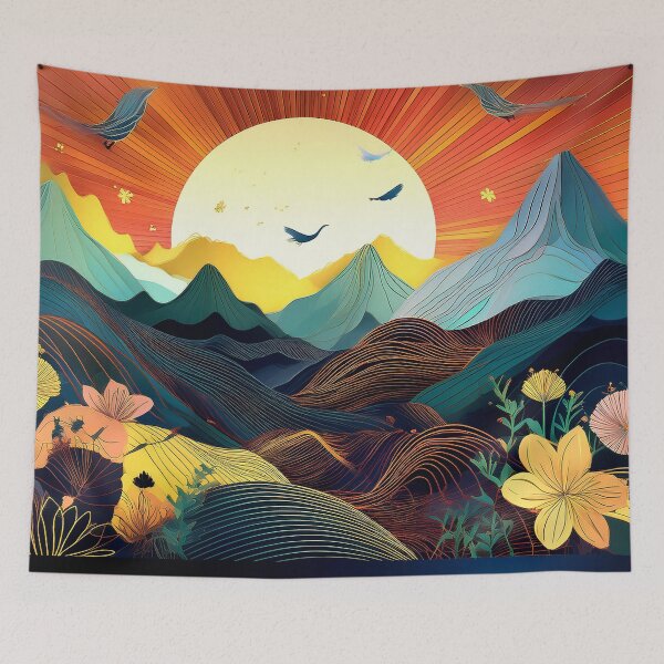 Item preview, Colorful Wallcovering Tapestry, duvet cover, throw blanket, shower curtain designed and sold by CharlottePlaceArt.