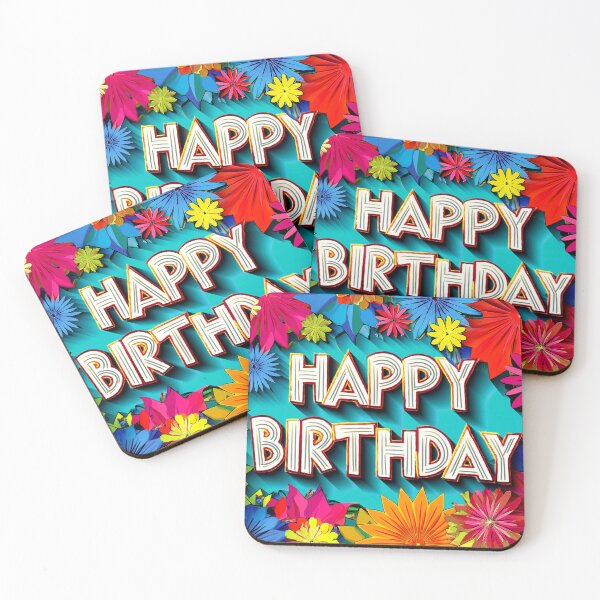 Item preview, Colorful Happy Birthday Wallcovering Tapestry, duvet cover, throw blanket, shower curtain designed and sold by CharlottePlaceArt.