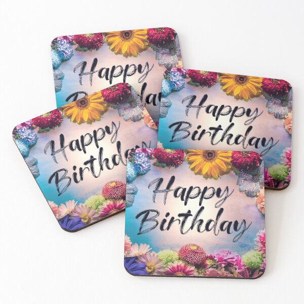 Item preview, Colorful Happy Birthday Wallcovering Tapestry, duvet cover, throw blanket, shower curtain designed and sold by CharlottePlaceArt.