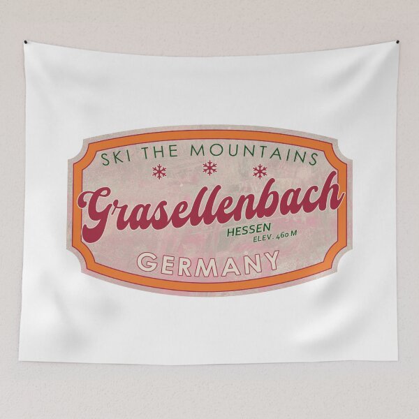 Item preview, Grasellenbach, Germany, Hessen, Ski, textured skiing badge designed and sold by Wanderful-roads.