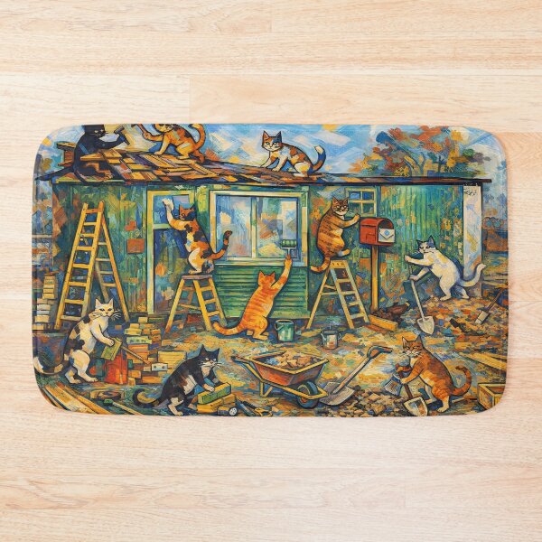Item preview, Cats Building a House designed and sold by cuprum.