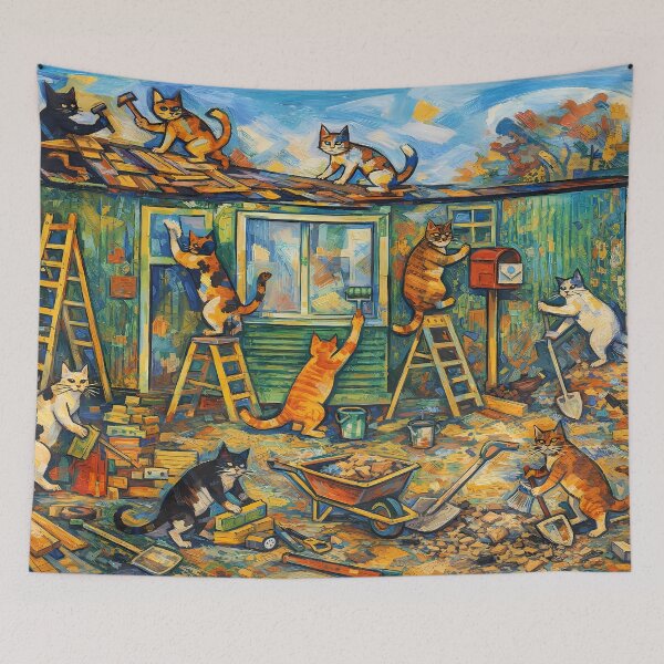 Item preview, Cats Building a House designed and sold by cuprum.