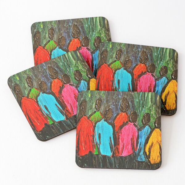 Item preview, Colorful Gathering - Abstract Impasto Textured Figures designed and sold by BeyondInkwell.