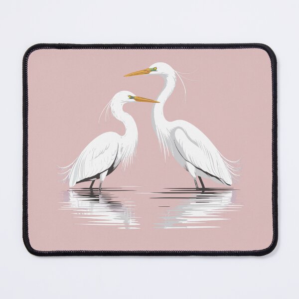 Item preview, Elegant White Egrets Illustration | Graceful Bird Art Reflection designed and sold by Royalsticker.