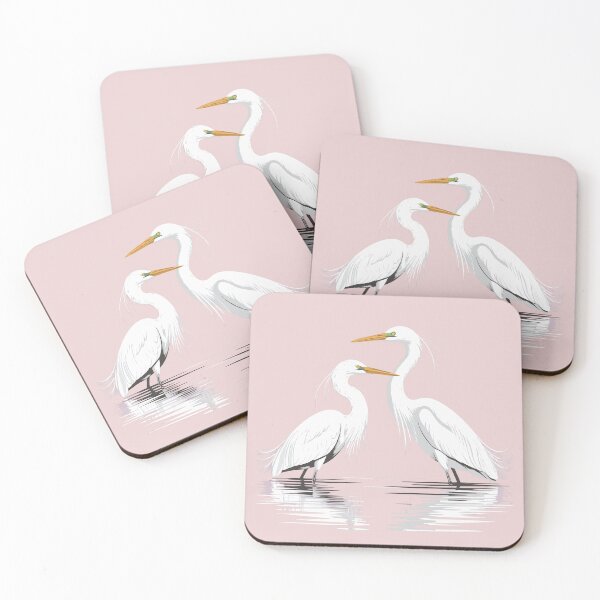 Item preview, Elegant White Egrets Illustration | Graceful Bird Art Reflection designed and sold by Royalsticker.