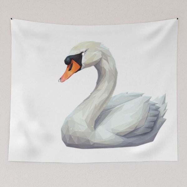 Item preview, Geometric White Swan - Elegant Low Poly Wildlife designed and sold by Droosam.
