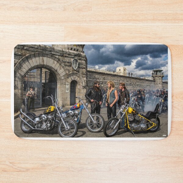 Item preview, BIKERS AWAIT THE RELEASE OF A MEMBER FOLSOM PRISON CALIFORNIA 60S designed and sold by VERYOLDROAD BY AXTON BROWNING .