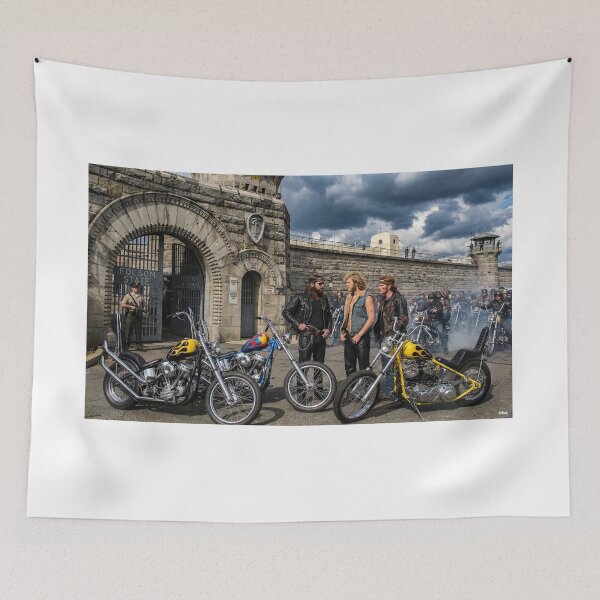Item preview, BIKERS AWAIT THE RELEASE OF A MEMBER FOLSOM PRISON CALIFORNIA 60S designed and sold by VERYOLDROAD BY AXTON BROWNING .