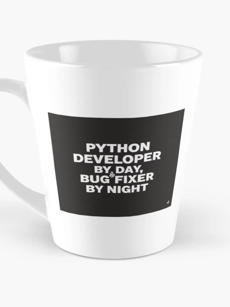 Thumbnail 3 of 4, Coffee Mug, Python Developer By Day Bug Fixer By Night Sticker | Coder Humor designed and sold by mdj96.