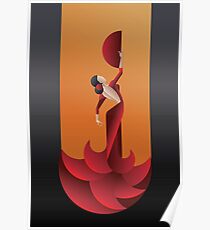 Art Deco geometric styled Spain Flamenco dancer Poster