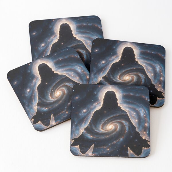 Item preview, Silhouette Jesus Christ Galaxy Art – Christian Surreal Cosmic Space Artwork designed and sold by stylishdzign.