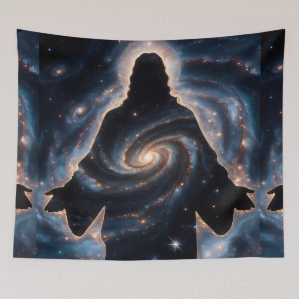 Item preview, Silhouette Jesus Christ Galaxy Art – Christian Surreal Cosmic Space Artwork designed and sold by stylishdzign.