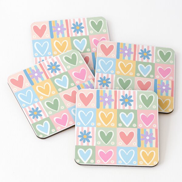 Item preview, Pastel Heart Daisy Seamless Patchwork Pattern Cute Valentine Love Wallpaper Background Romantic designed and sold by FRH Design ⭐⭐⭐⭐⭐.