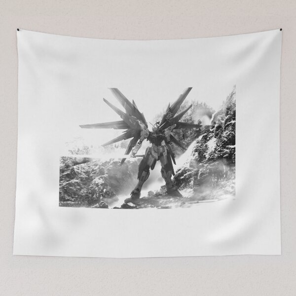 Item preview, black white strike freedom gundam in forrest illustration digital art designed and sold by sabartgunpla.