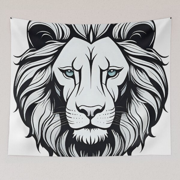 Item preview, Majestic lion face illustrated in bold line art. designed and sold by MissYouONLY.