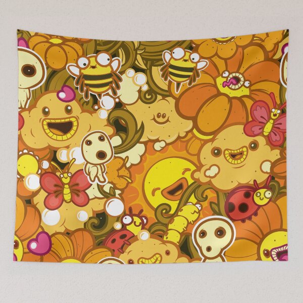 Item preview, Sunny crazy flowers Pattern and fun Insects designed and sold by yuanden.