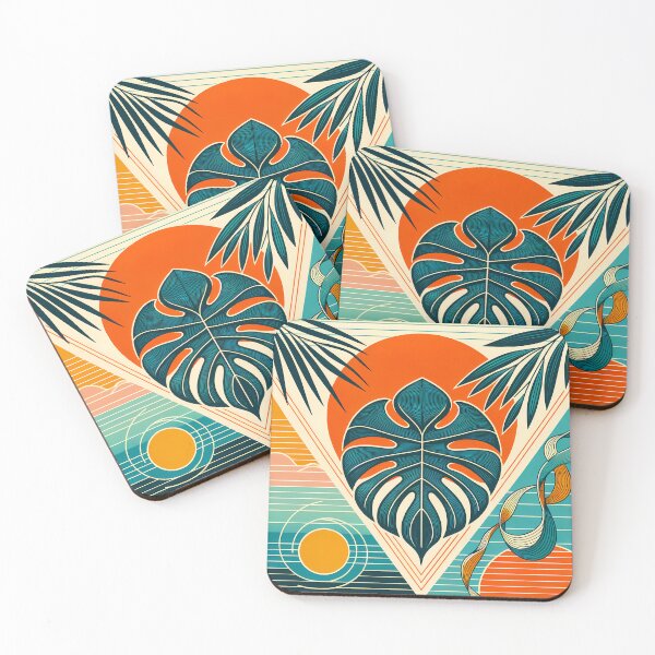 Item preview, Geometric Monstera Leaf Sunset designed and sold by InkSmithery.