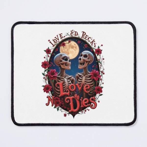 Item preview, Gothic Couple Valentine's Day Art - Romantic Skeletons & Red Roses designed and sold by fantasy.world.