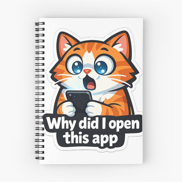 Item preview, Shocked Cat on Phone Sticker – “Why Did I Open This App” Funny Meme Cat designed and sold by VibeVauilt.
