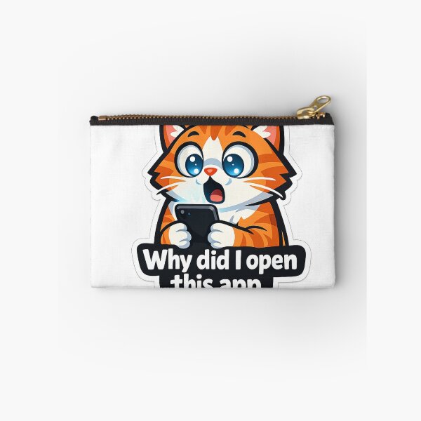 Item preview, Shocked Cat on Phone Sticker – “Why Did I Open This App” Funny Meme Cat designed and sold by VibeVauilt.