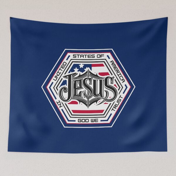 Item preview, Jesus Patriotic Hexagon Emblem – In God We Trust American Flag Christian Design designed and sold by GFamilyC.