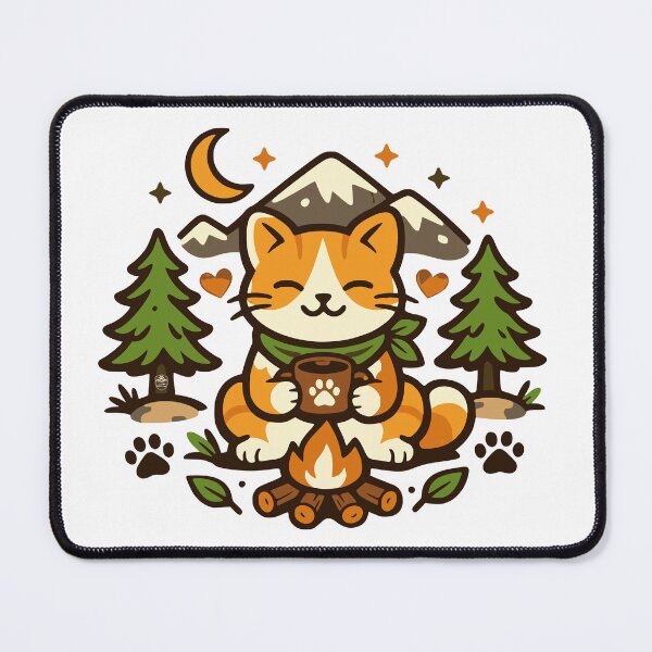 Artikelvorschau, Cozy Campfire Cat – Outdoor Adventure Dog T-Shirt entworfen und verkauft von InkForge Studio.