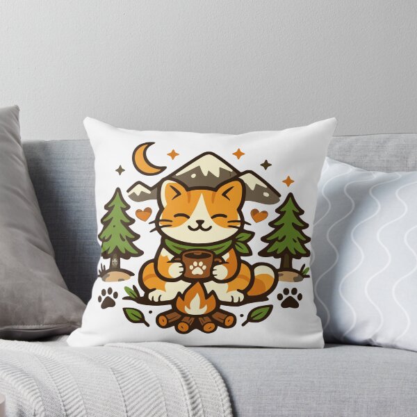 Item preview, Cozy Campfire Cat – Outdoor Adventure Dog T-Shirt designed and sold by InkForge Studio.