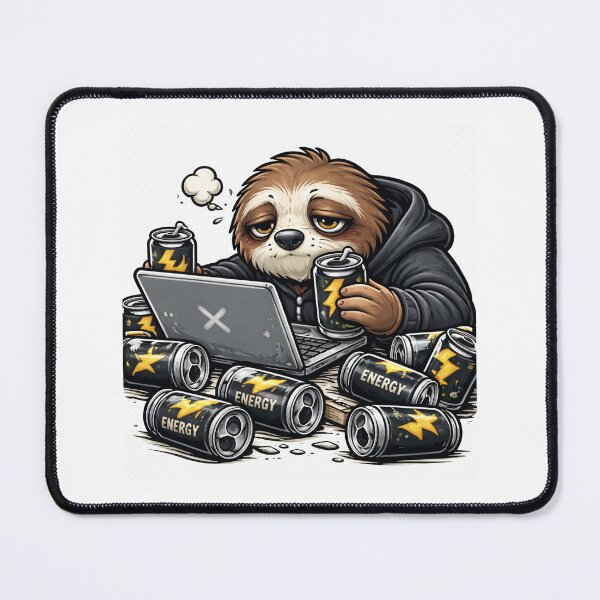 Item preview, Overworked Sloth Late Night Grind designed and sold by UrbanAnimalLab.
