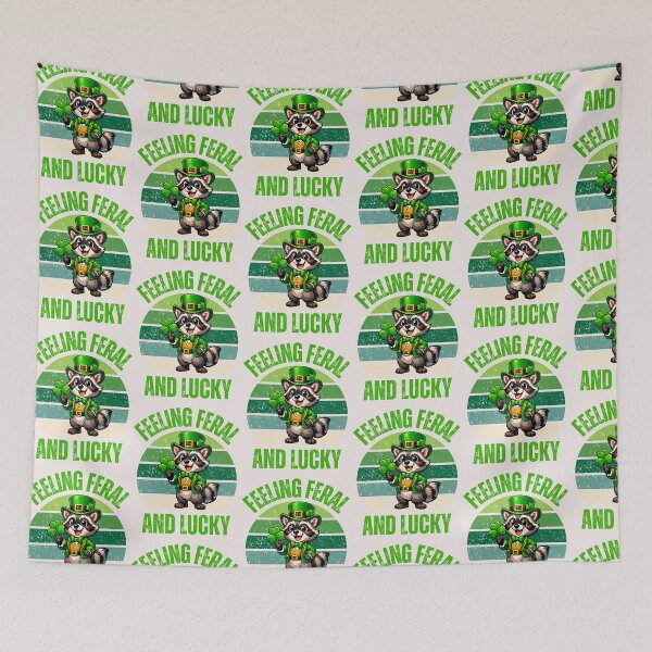 Item preview, Funny Raccoon Feeling Feral and Lucky Saint's Patrick Day designed and sold by erozzz.