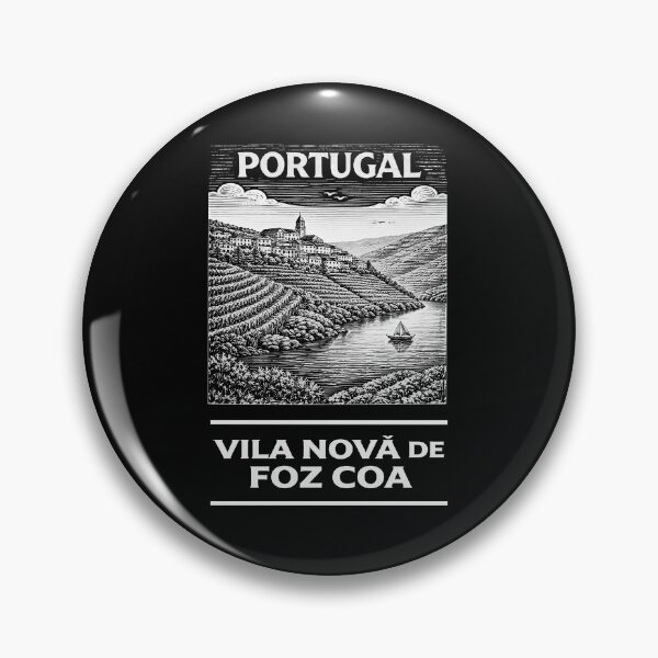 Item preview, Vila Nova de Foz Coa Portugal Linocut Style  designed and sold by Thistle-TShop.