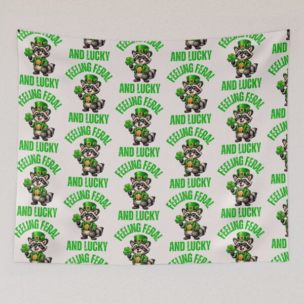 Item preview, Shamrock Raccoon Feeling Feral and Lucky Saint's Patrick Day designed and sold by erozzz.