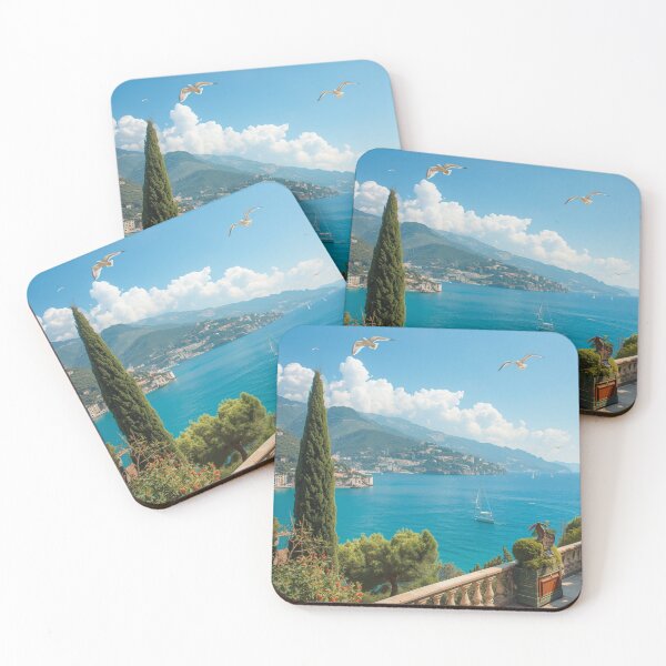 Item preview, Dreamy Italian Coast Ocean Scene, Aesthetic Art Print designed and sold by BlareBlare.