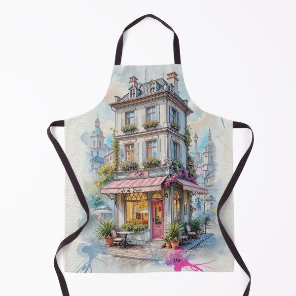 Item preview, Romantic Paris café watercolor – vintage French street corner illustration designed and sold by Italian Ink Studio.