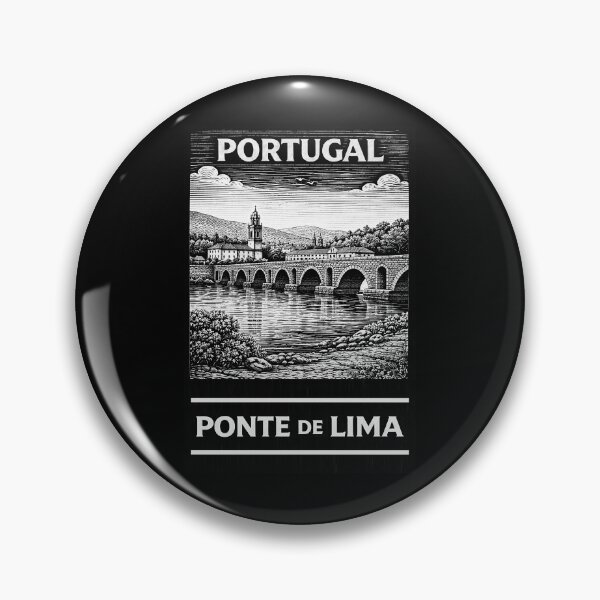 Item preview, Ponte de Lima Portugal Linocut Style  designed and sold by Thistle-TShop.