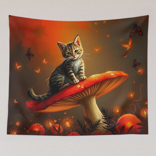 Item preview, Kitten on a Magical Mushroom designed and sold by cuprum.