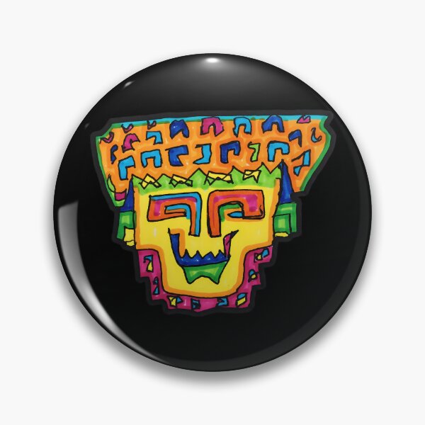 Item preview, Vibrant Tribal Mask Doodle Art | Hand-Drawn Neon Illustration designed and sold by LineLoo.
