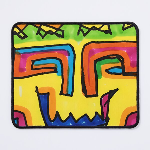 Item preview, Vibrant Tribal Mask Doodle Art | Hand-Drawn Neon Illustration designed and sold by LineLoo.