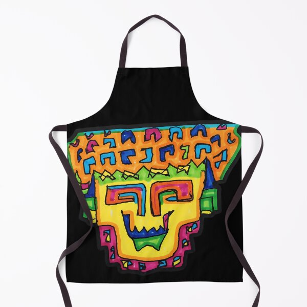 Item preview, Vibrant Tribal Mask Doodle Art | Hand-Drawn Neon Illustration designed and sold by LineLoo.