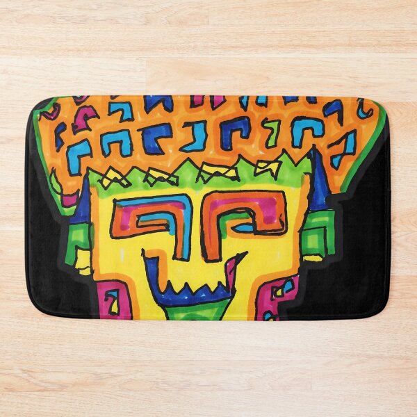 Item preview, Vibrant Tribal Mask Doodle Art | Hand-Drawn Neon Illustration designed and sold by LineLoo.