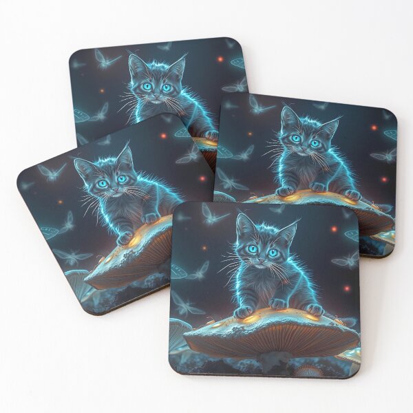Item preview, Whimsical Cat on Glowing Mushroom designed and sold by cuprum.