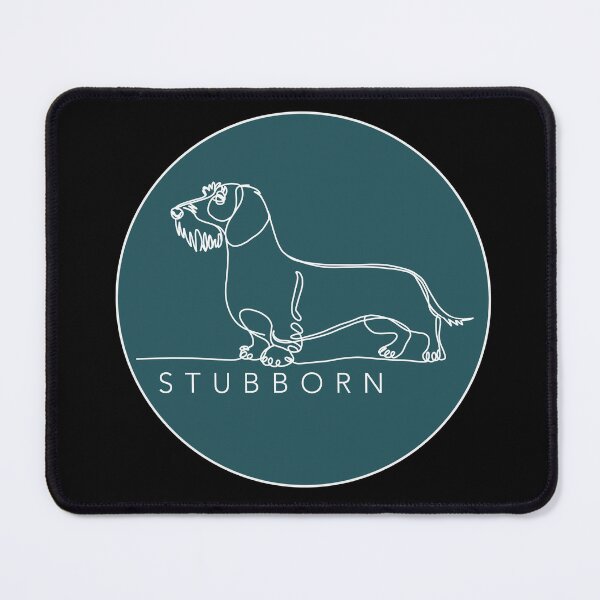 Item preview, STUBBORN White Wirehaired Dachshund Sticker - Dark Mode Aesthetic Line Art designed and sold by iPrintPaws.