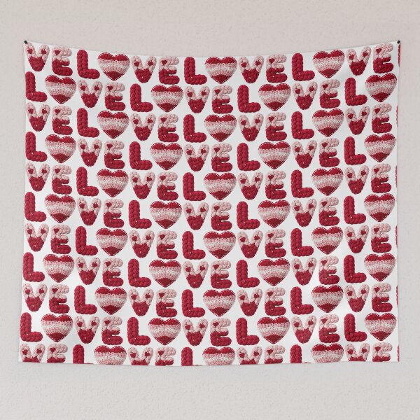 Item preview, Knitted LOVE Heart Red and Pink Crochet Texture Art designed and sold by StellasRealm.